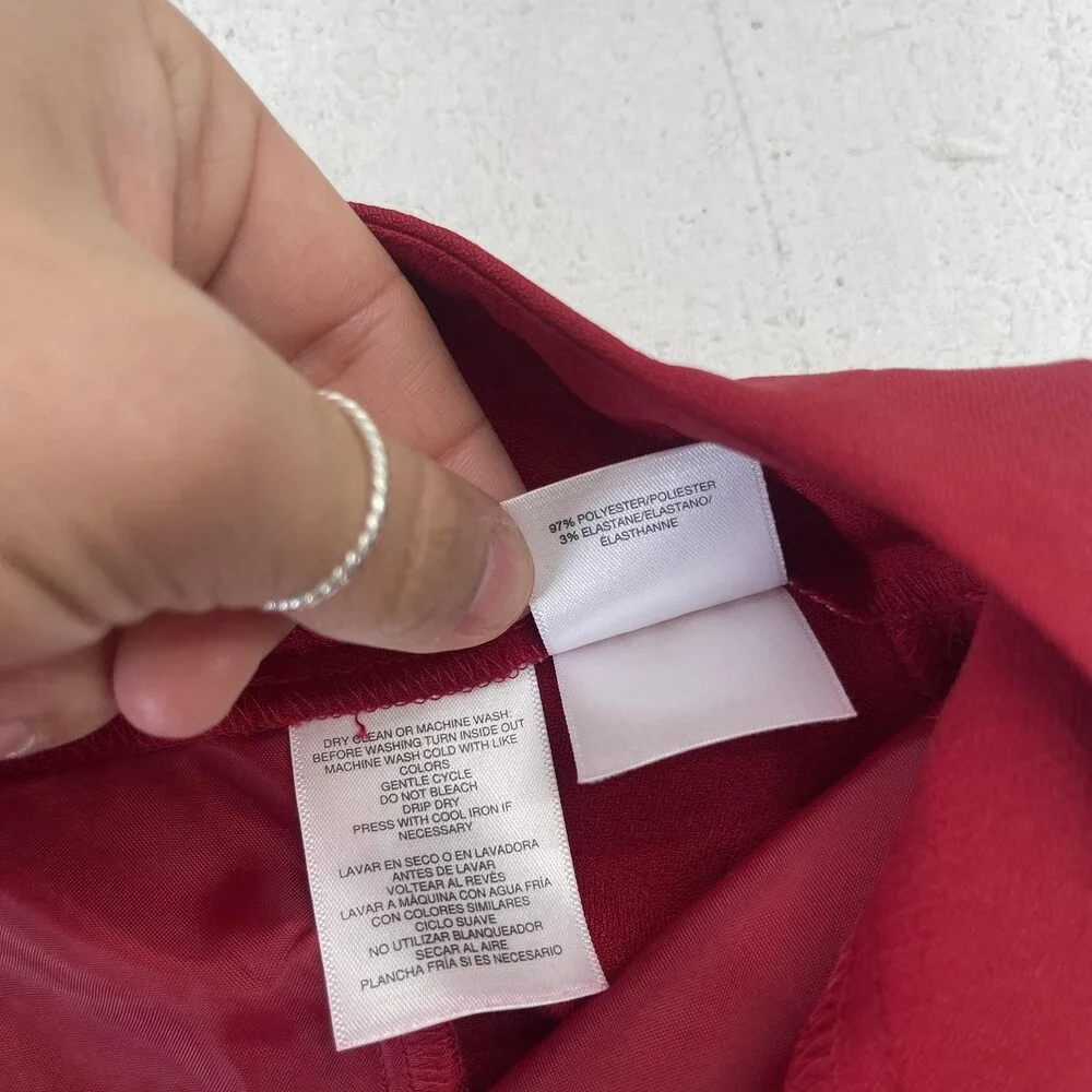 Kasper Dress Pants Womens 14P Red Crepe Wide Leg Zip Pockets Stretch Work Office - Picture 5 of 10